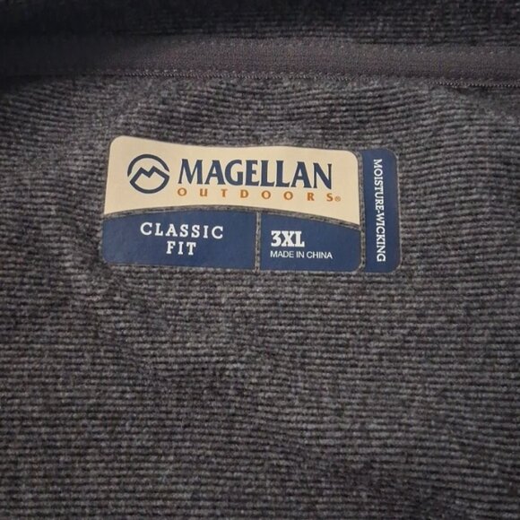 Magellan Shirt Mens 3XL Classic Fit LS Pullover Crew Neck Zip Chest Pocket Gray - Picture 3 of 11